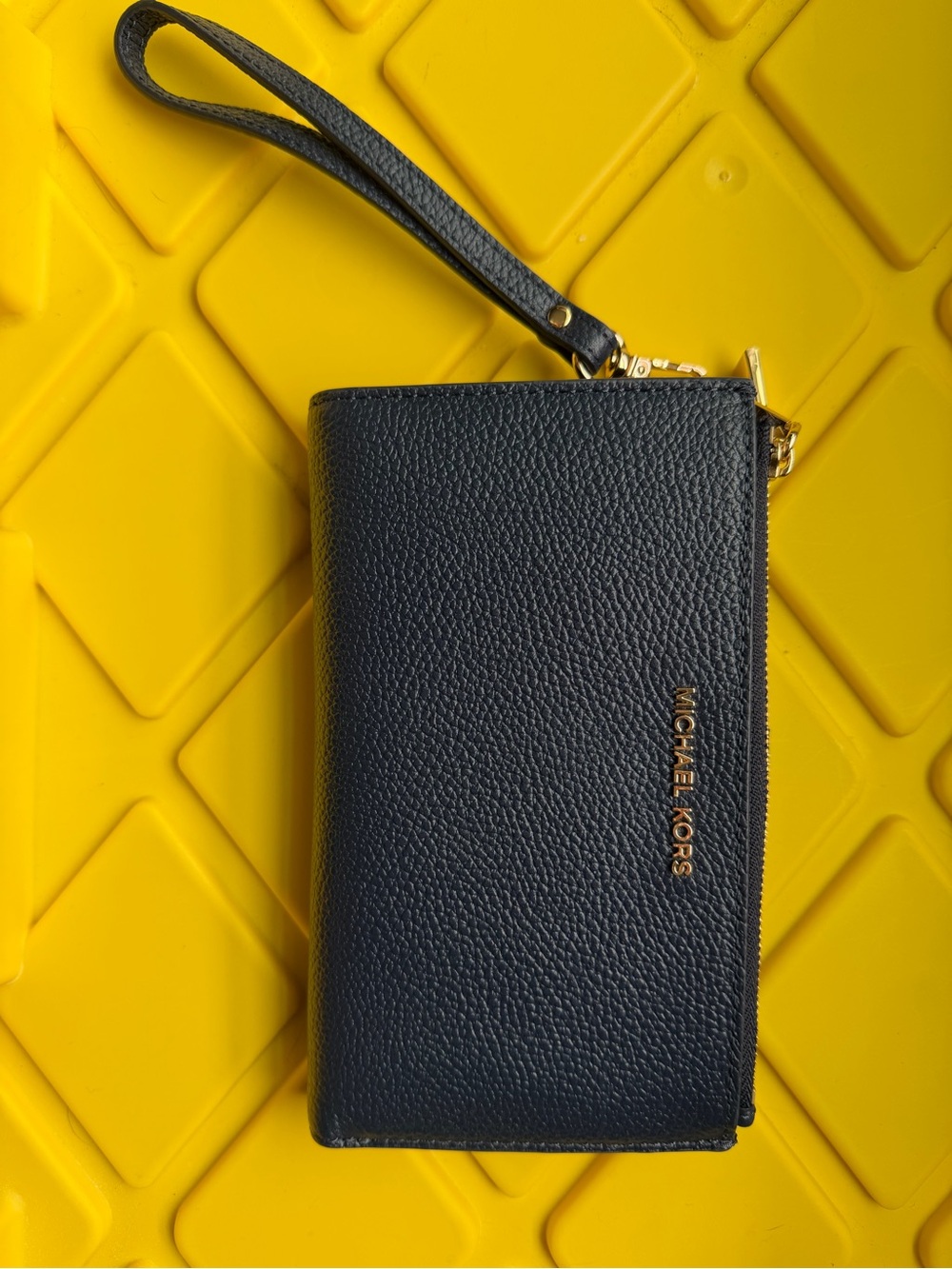 NEW MICHAEL KORS Jet Set Navy Blue Pebbled Leather Wallet Wristlet